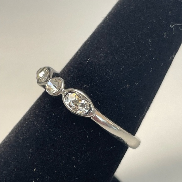 Cubic zirconia and silver tone thin band ring size 7.5 - Picture 4 of 6